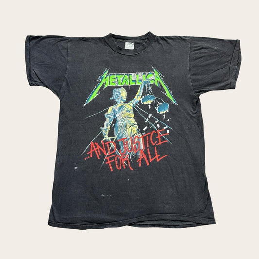 Vintage 80s USA Metallica justice for all European tour metal rock band t-shirt