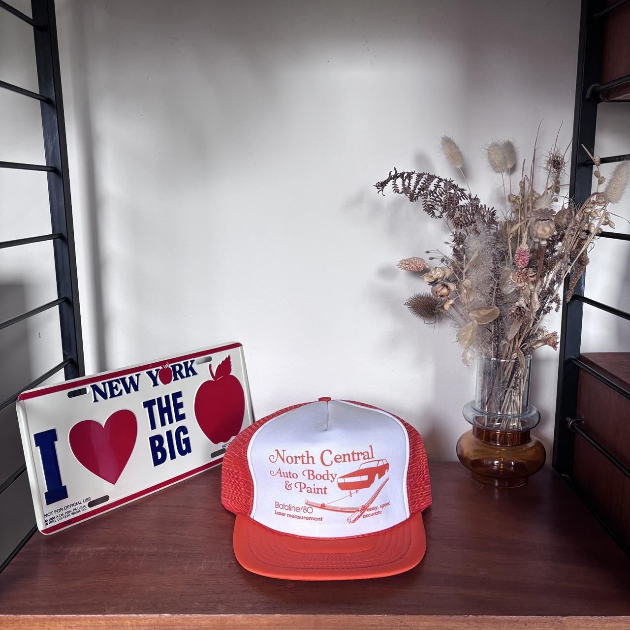 Vintage 90s USA north central auto body & paint laser measurement graphic trucker cap