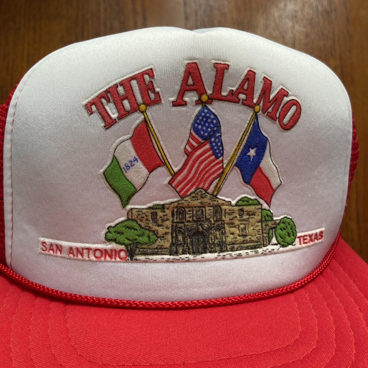 Vintage 90s USA The Alamo San Antonio Texas Revolution graphic trucker cap