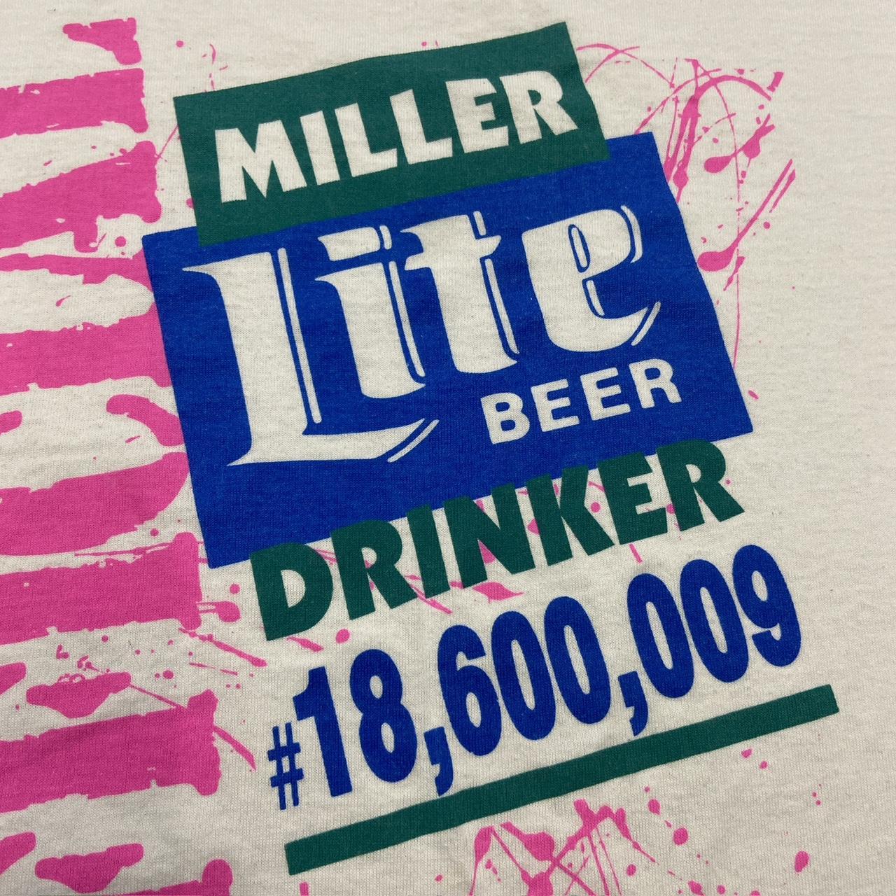 Vintage 90s USA Miller Lite beer drinker promotional graphic t-shirt