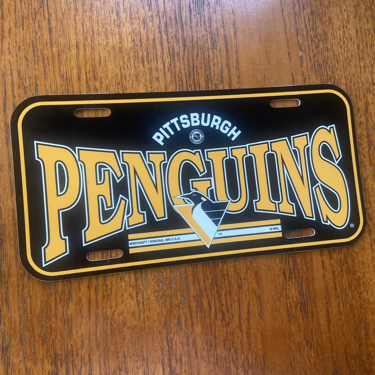 Vintage 90s USA Pittsburgh Penguins NHL ice hockey promotional American license plate