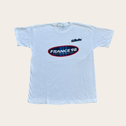 Vintage France 98 World Cup football tournament Gillette sponsor t-shirt