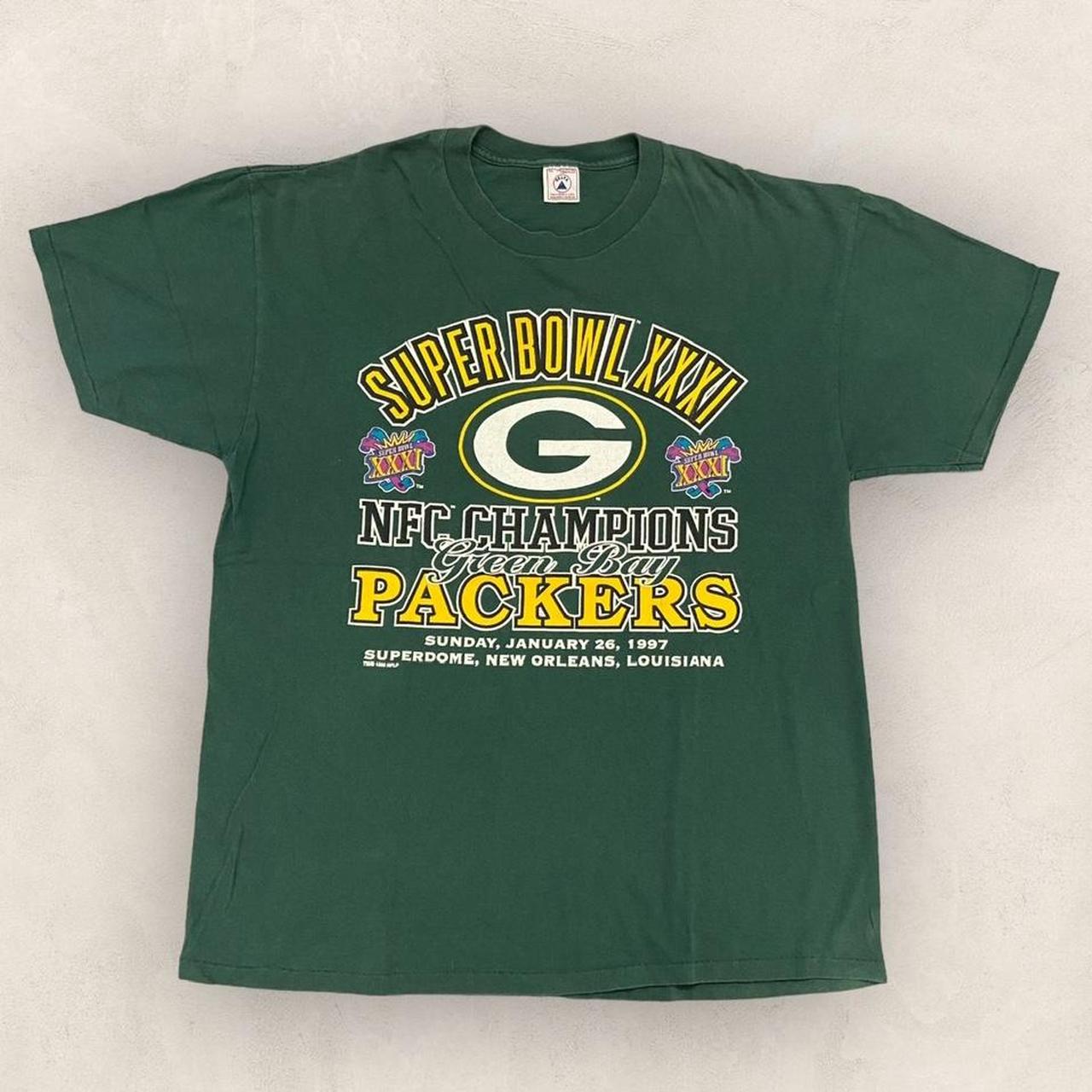 Vintage 90s USA Green Bay Packers Super Bowl 31 New Orleans NFL American Football graphic t-shirt