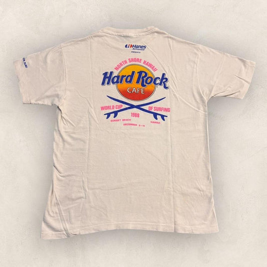 Vintage 80s USA Hard Rock Cafe Hawaii surfing World Cup graphic t-shirt