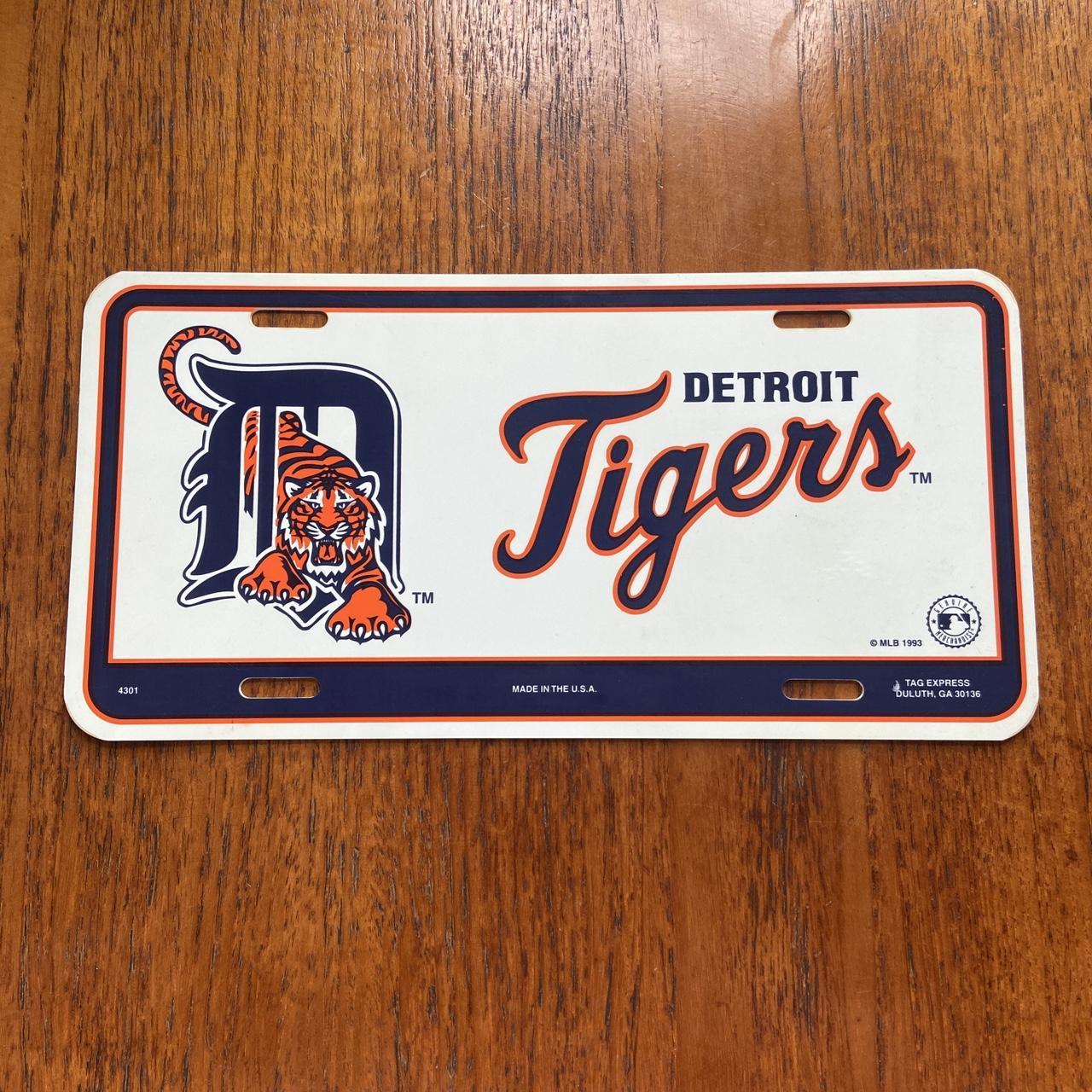 Vintage 90s USA Detroit Tigers MLB baseball promotional American license plate