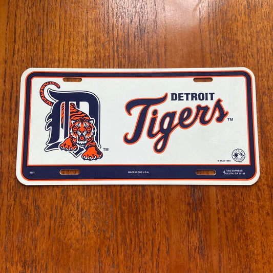 Vintage 90s USA Detroit Tigers MLB baseball promotional American license plate