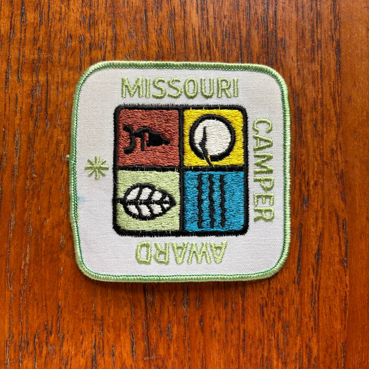 Vintage 80s USA Missouri camper award hiking camping embroidered patch