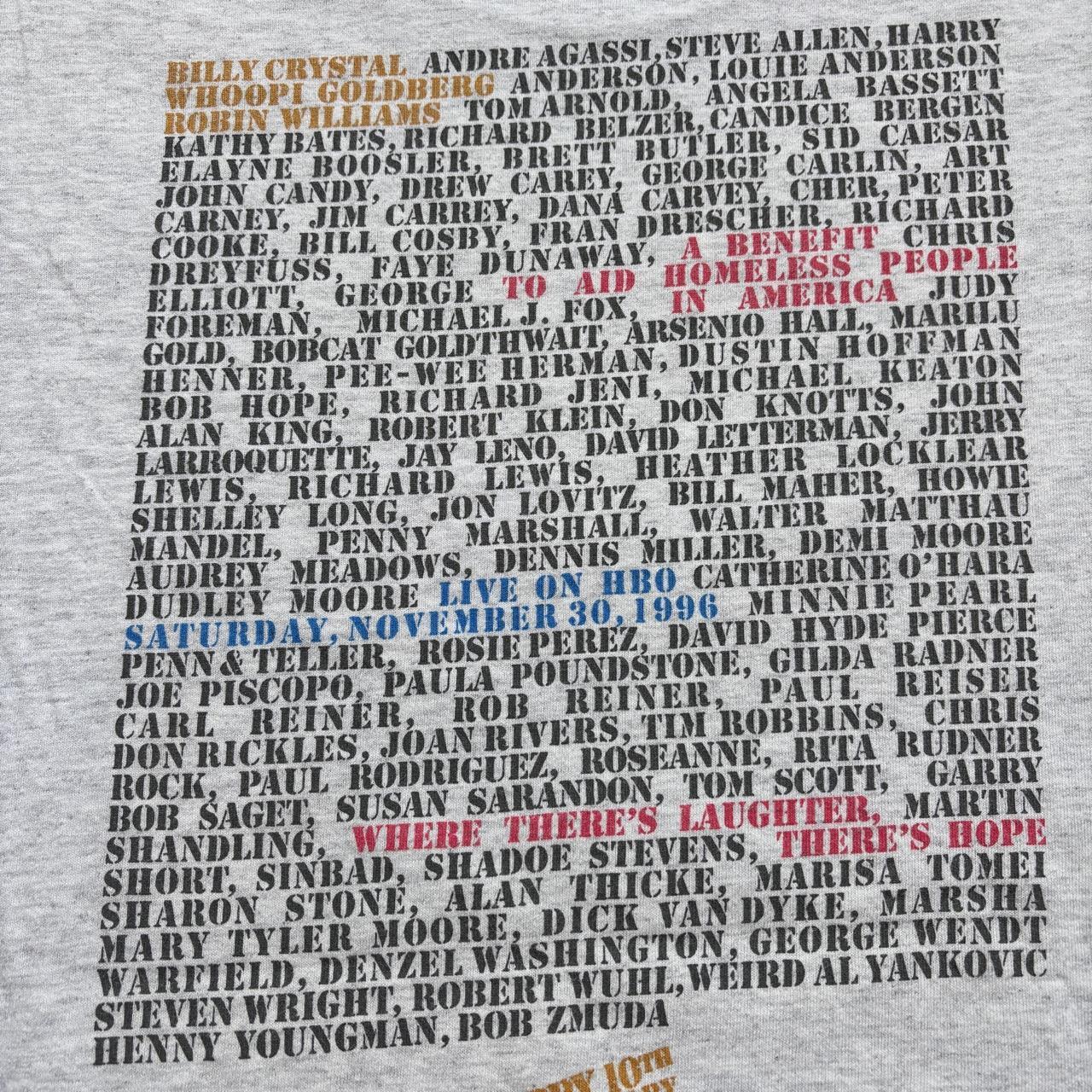 Vintage 90s USA Comic Relief 10th anniversary charity comedy benefit HBO t-shirt
