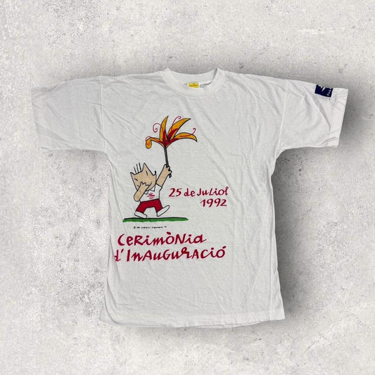 Vintage 90s Barcelona Olympics ceremony summer games athletics graphic t-shirt