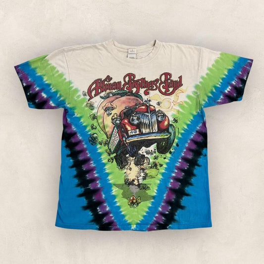 Vintage 90s USA The Allman Brothers Band rock music tie dye AOP band t-shirt