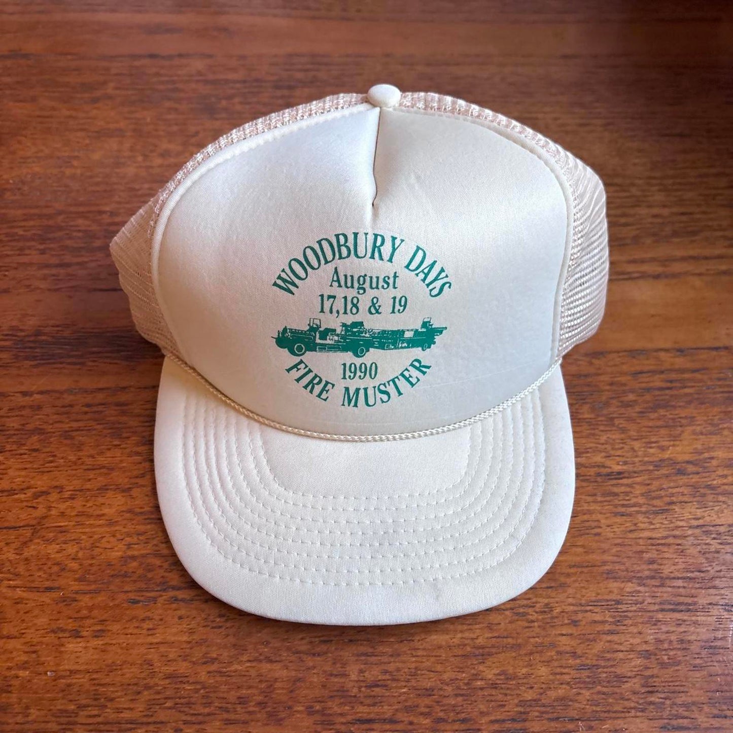 Vintage 90s USA Woodbury days festival Minnesota fire muster graphic trucker cap