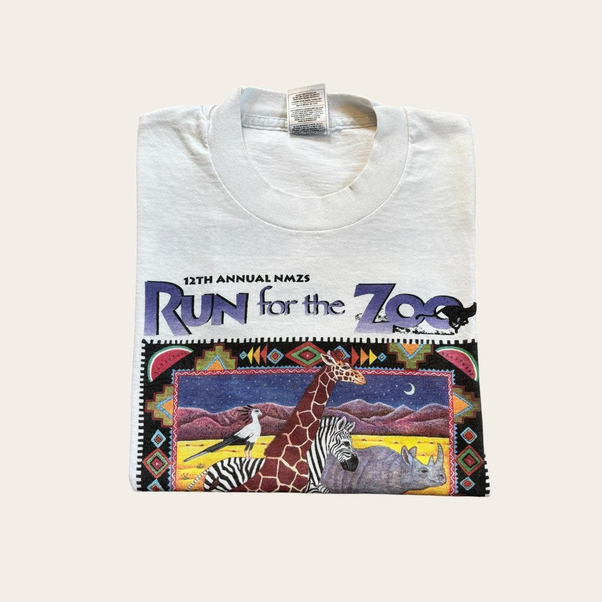 Vintage 90s USA run for the zoo New Mexico nature wildlife running t-shirt
