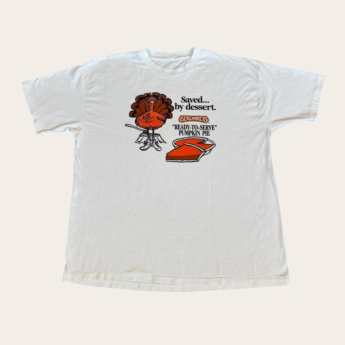 Vintage 90s USA Edwards pumpkin pie dessert thanksgiving t-shirt