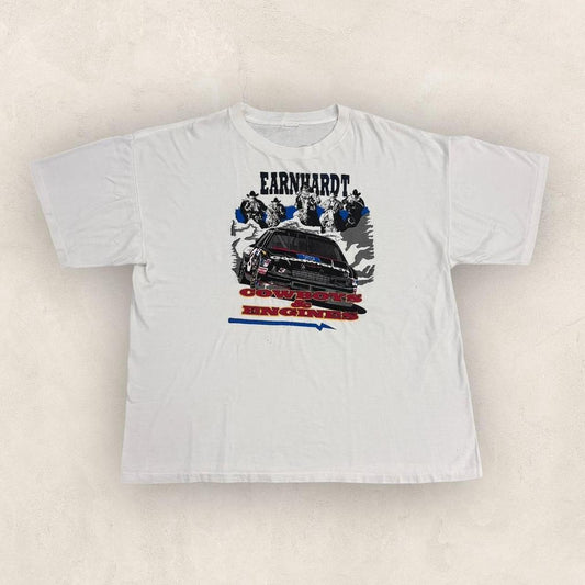 Vintage 90s USA Dale Earnhardt NASCAR cowboys and engines motorsport t-shirt