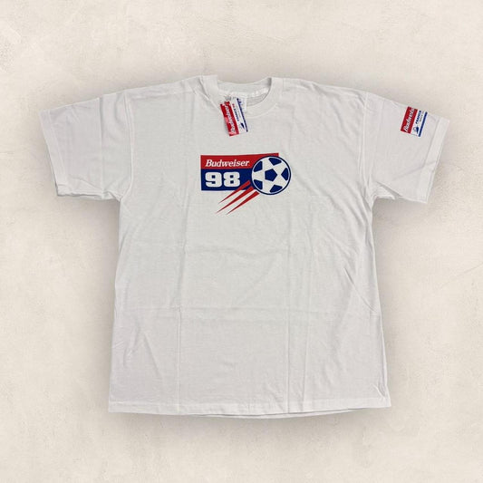 Vintage 90s USA Budweiser France 98 World Cup football tournament graphic t-shirt