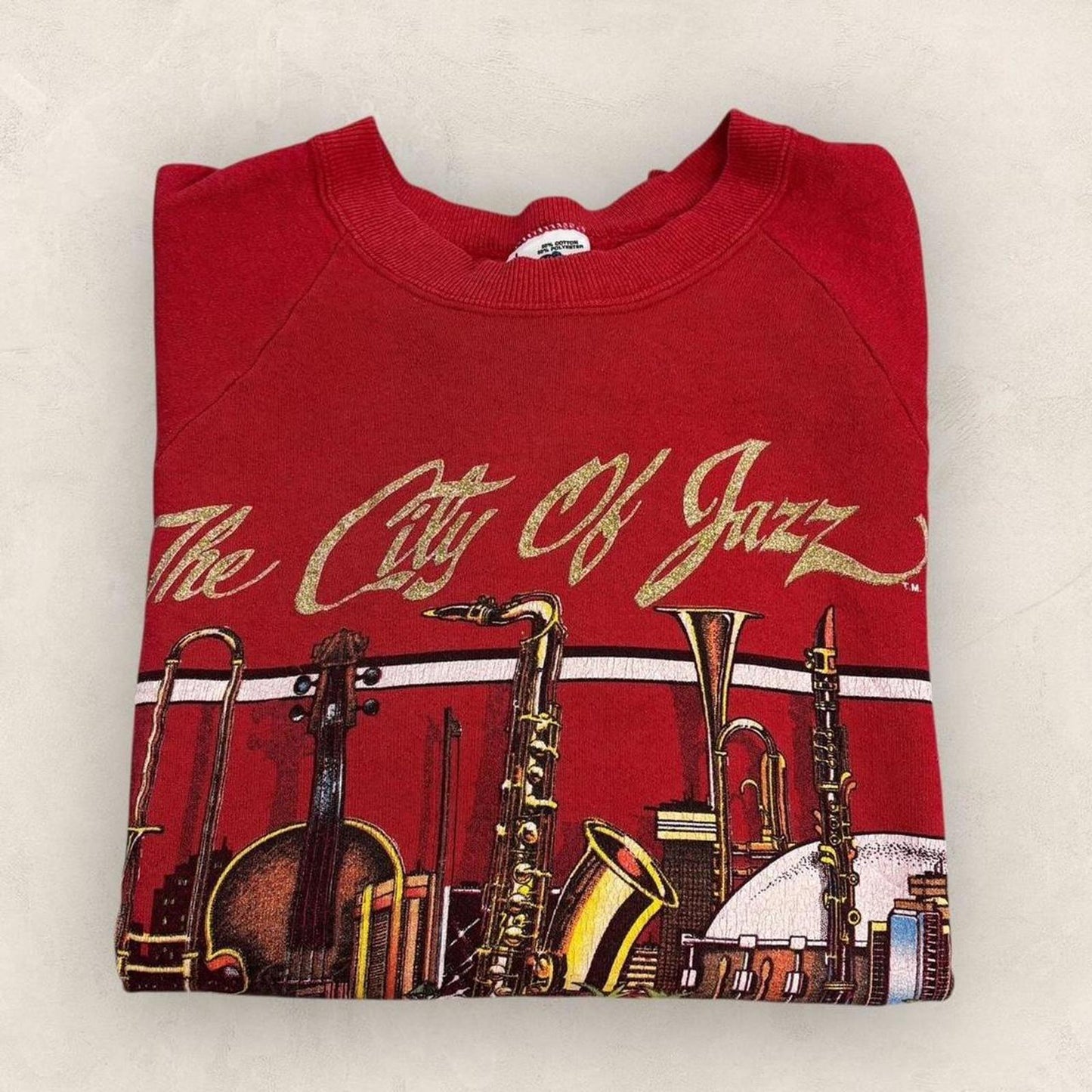 Vintage 80s USA New Orleans Louisiana city of jazz music souvenir sweatshirt