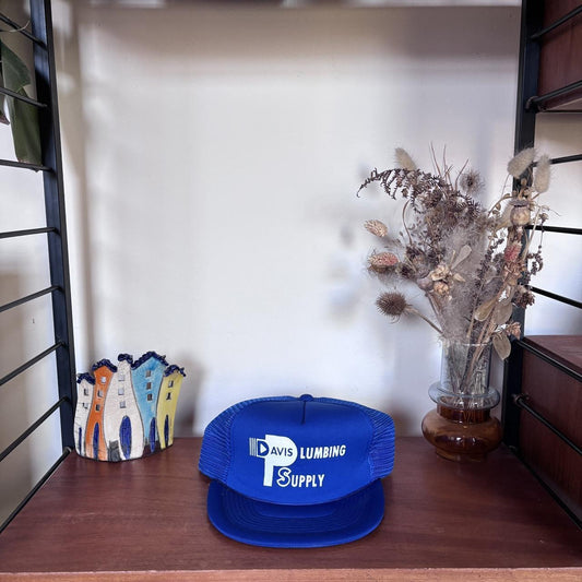 Vintage 90s USA Davis plumbing supply construction workwear trucker cap