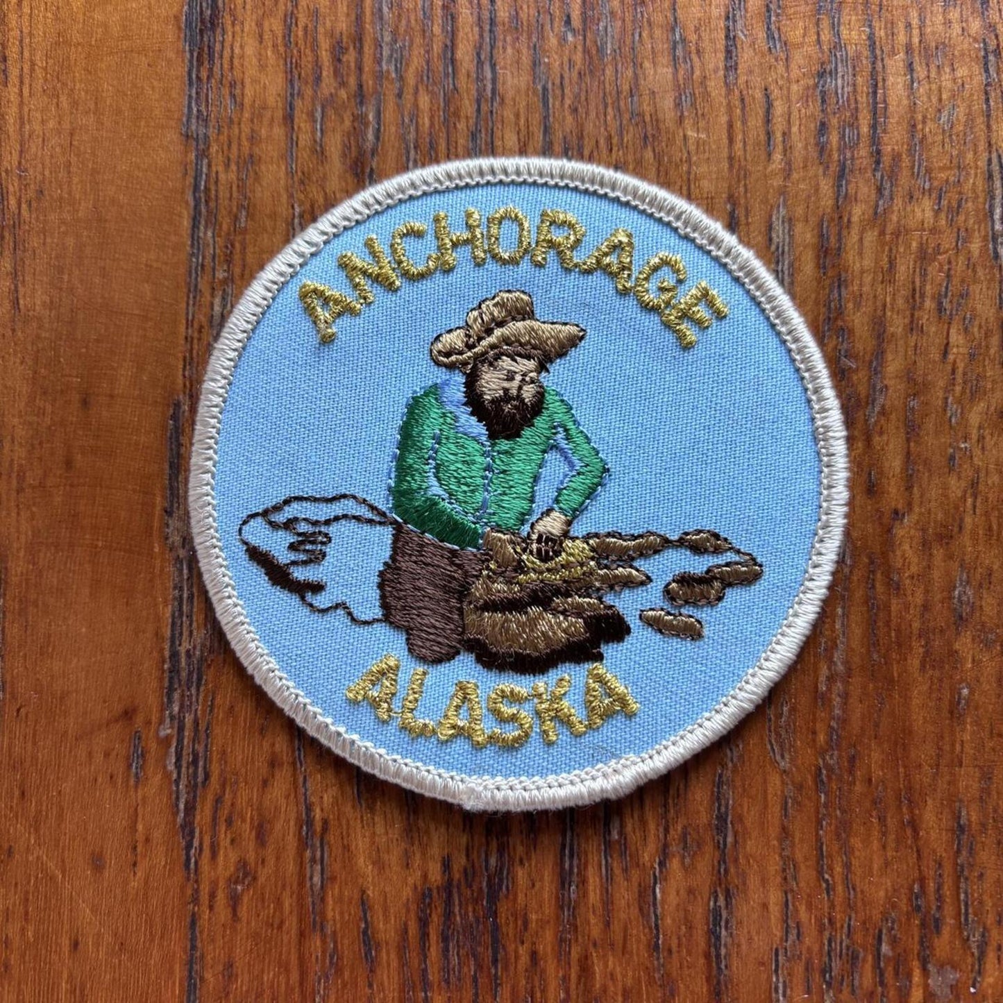 Vintage 90s USA Anchorage Alaska gold mining souvenir embroidered patch