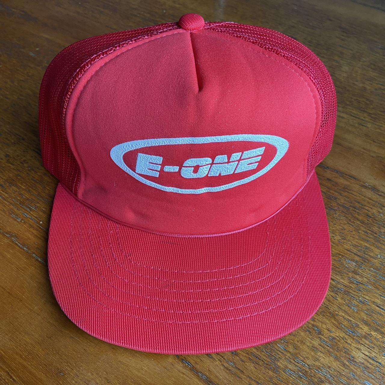 Vintage 90s USA E-One vehicle fire and rescue automobile graphic trucker cap