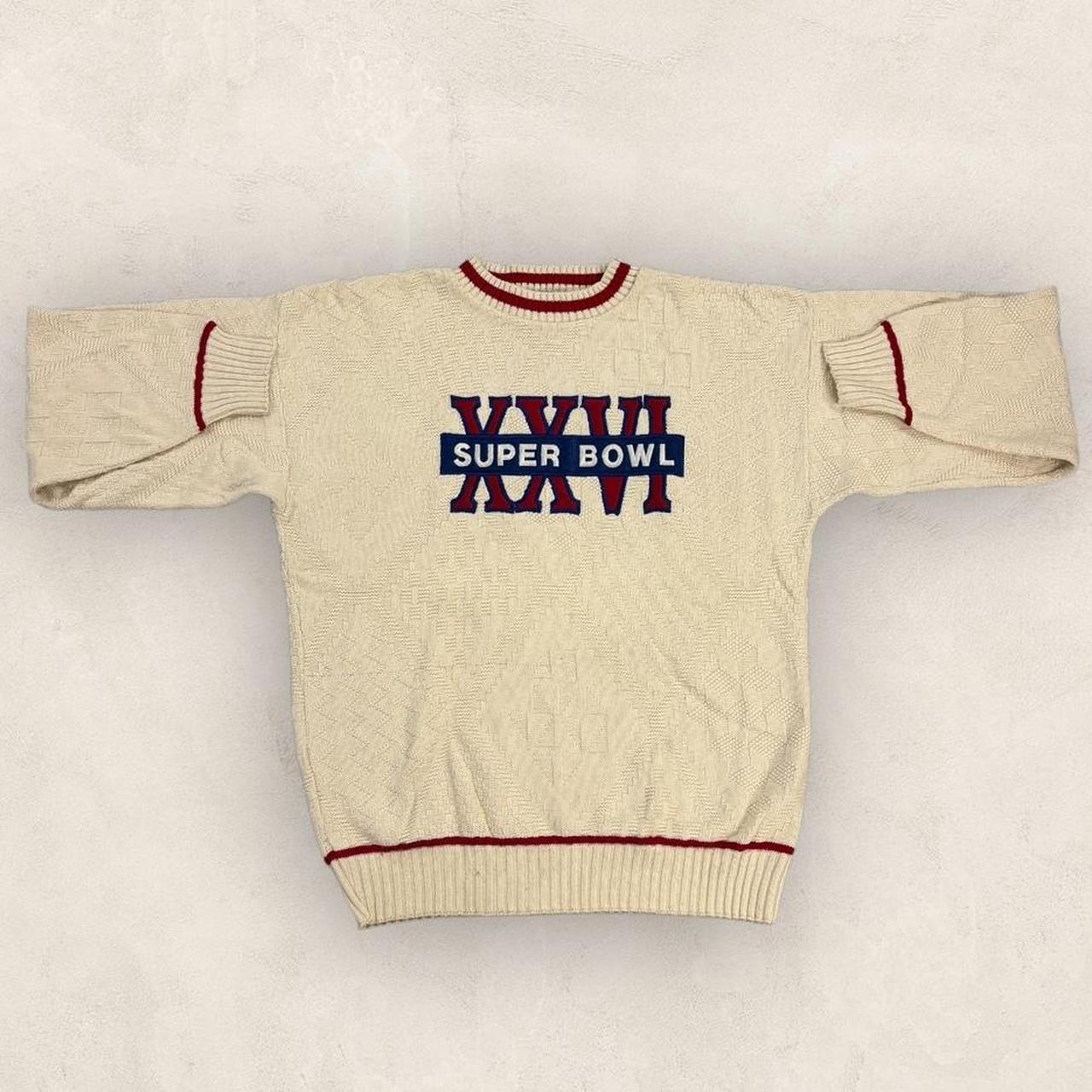 Vintage 90s USA Super Bowl 26 NFL American Football embroidered knitted sweatshirt