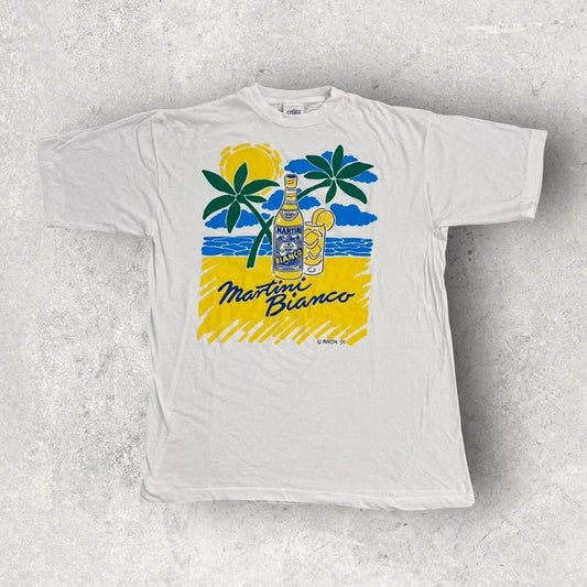 Vintage 90s Martini Bianco vermouth alcohol cocktail promotional t-shirt