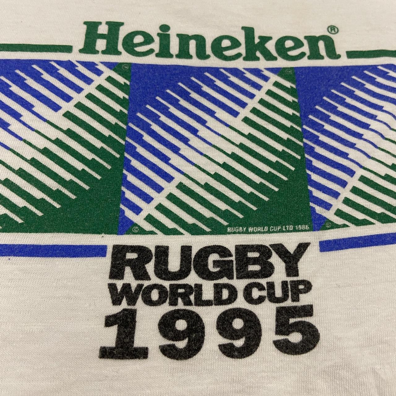 Vintage 90s USA Rugby World Cup 1995 Heineken beer promotional graphic t-shirt