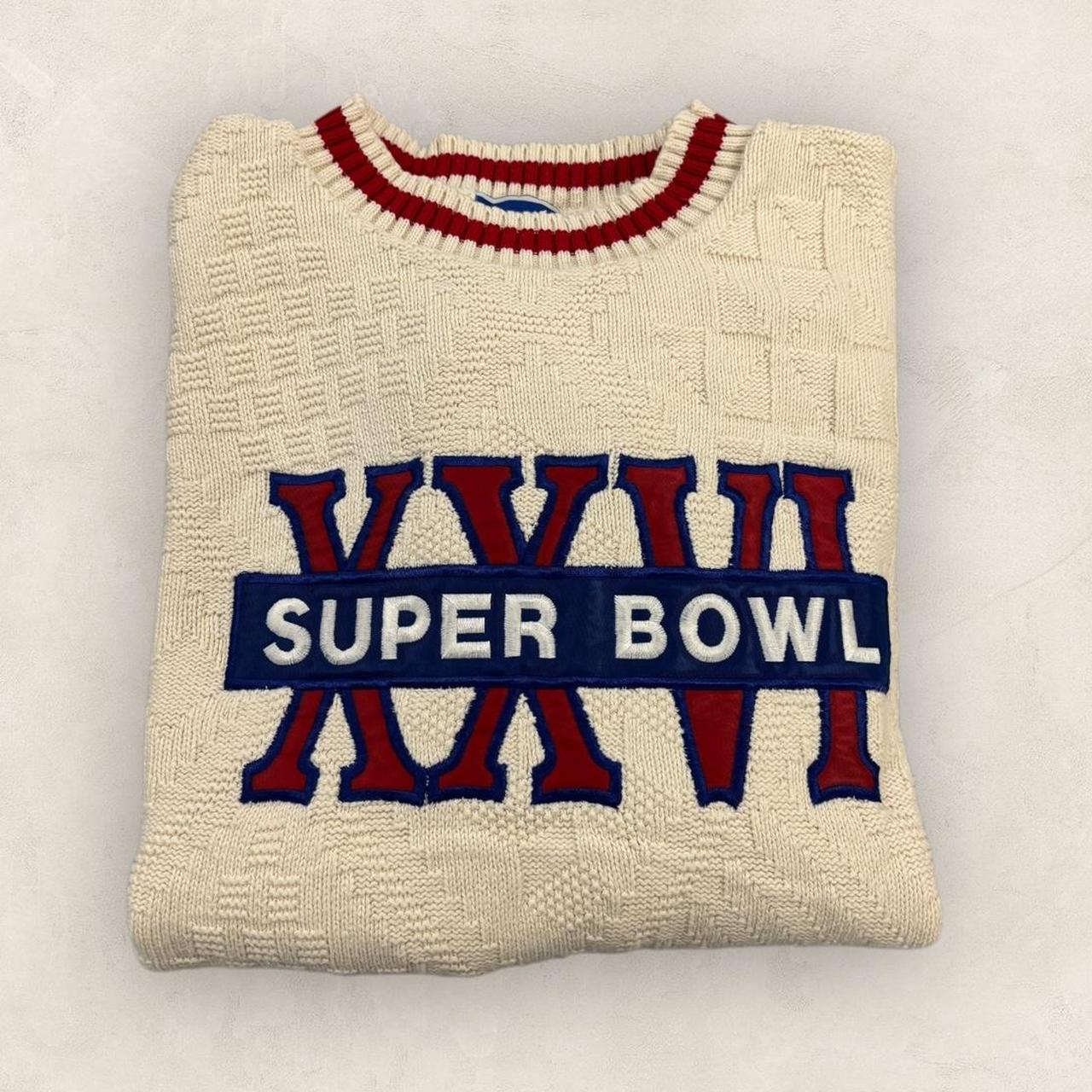 Vintage 90s USA Super Bowl 26 NFL American Football embroidered knitted sweatshirt