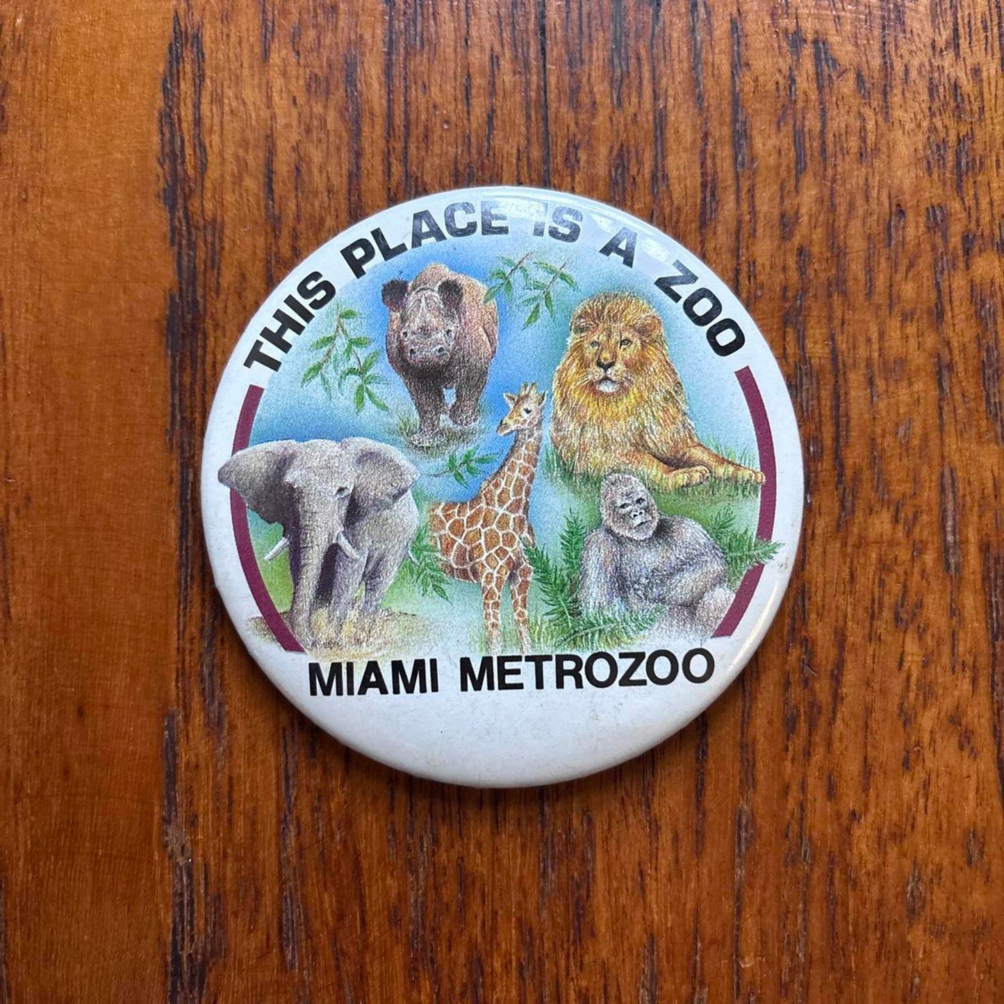 Vintage 90s USA Miami metro zoo Florida nature wildlife pin badge