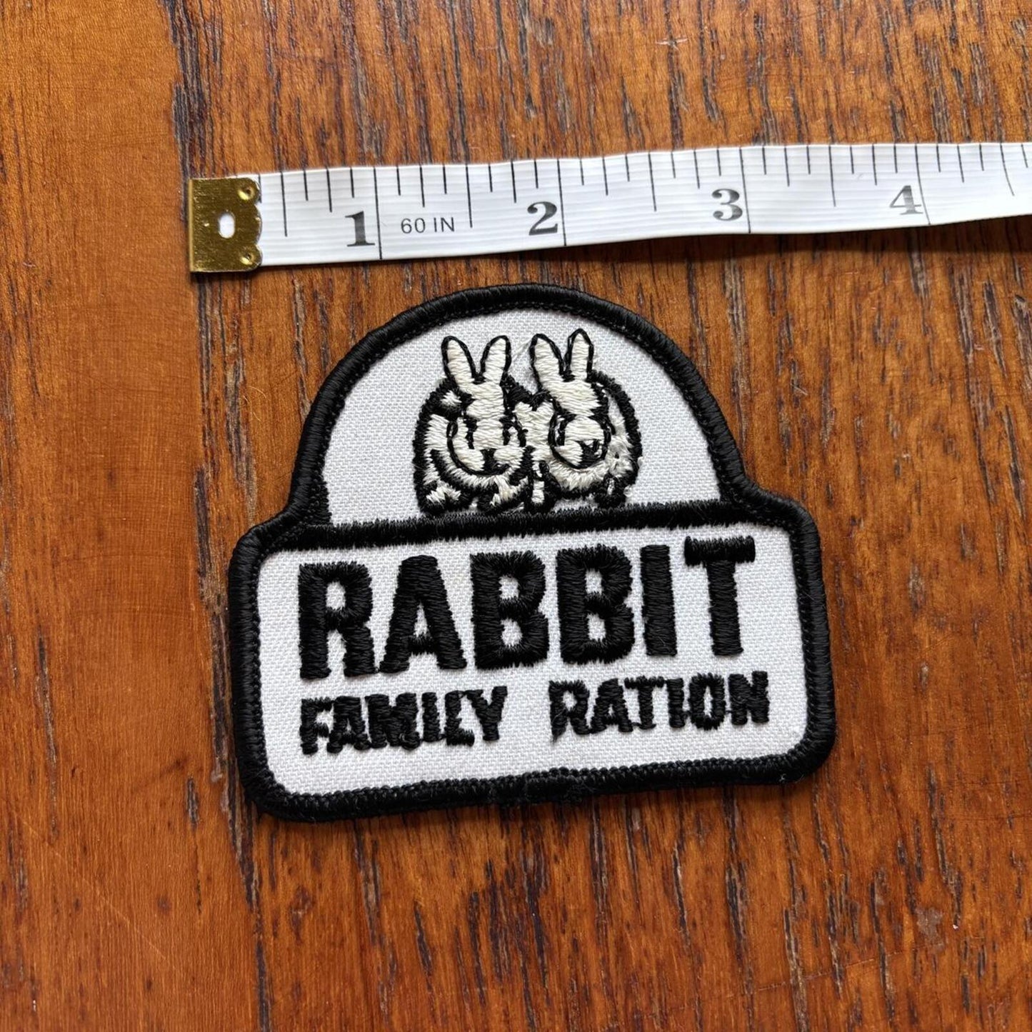 Vintage 90s USA rabbit family ration embroidered patch