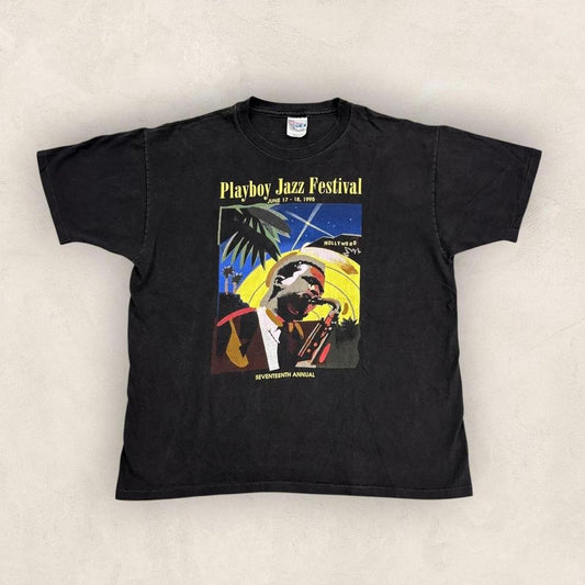 Vintage 90s USA Playboy Jazz Festival Hollywood Bowl Los Angeles graphic t-shirt