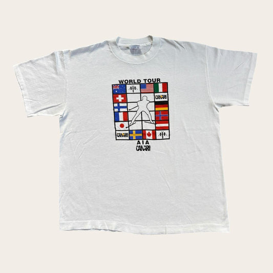 Vintage 90s AIA world tour skiing snow sports competition t-shirt