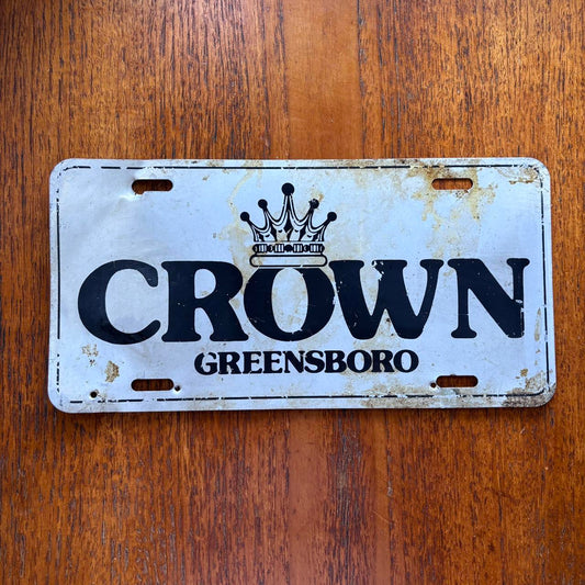 Vintage 90s USA Crown paint and body shop Greensboro North Carolina novelty license plate