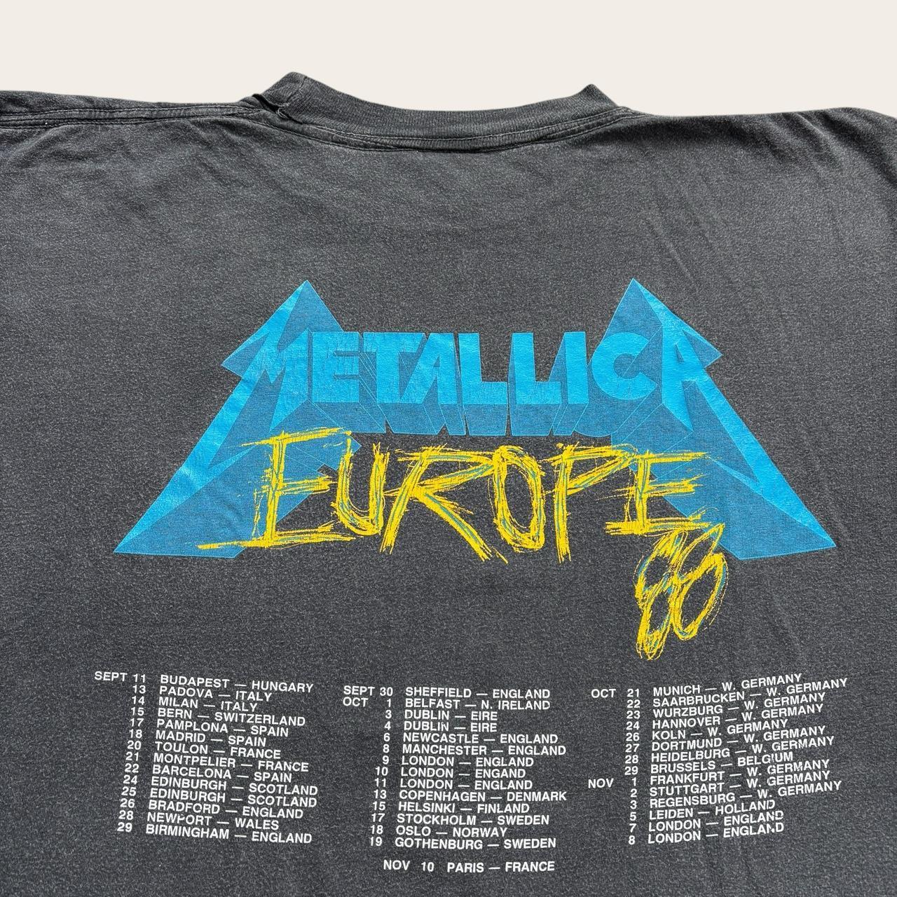 Vintage 80s USA Metallica justice for all European tour metal rock band t-shirt