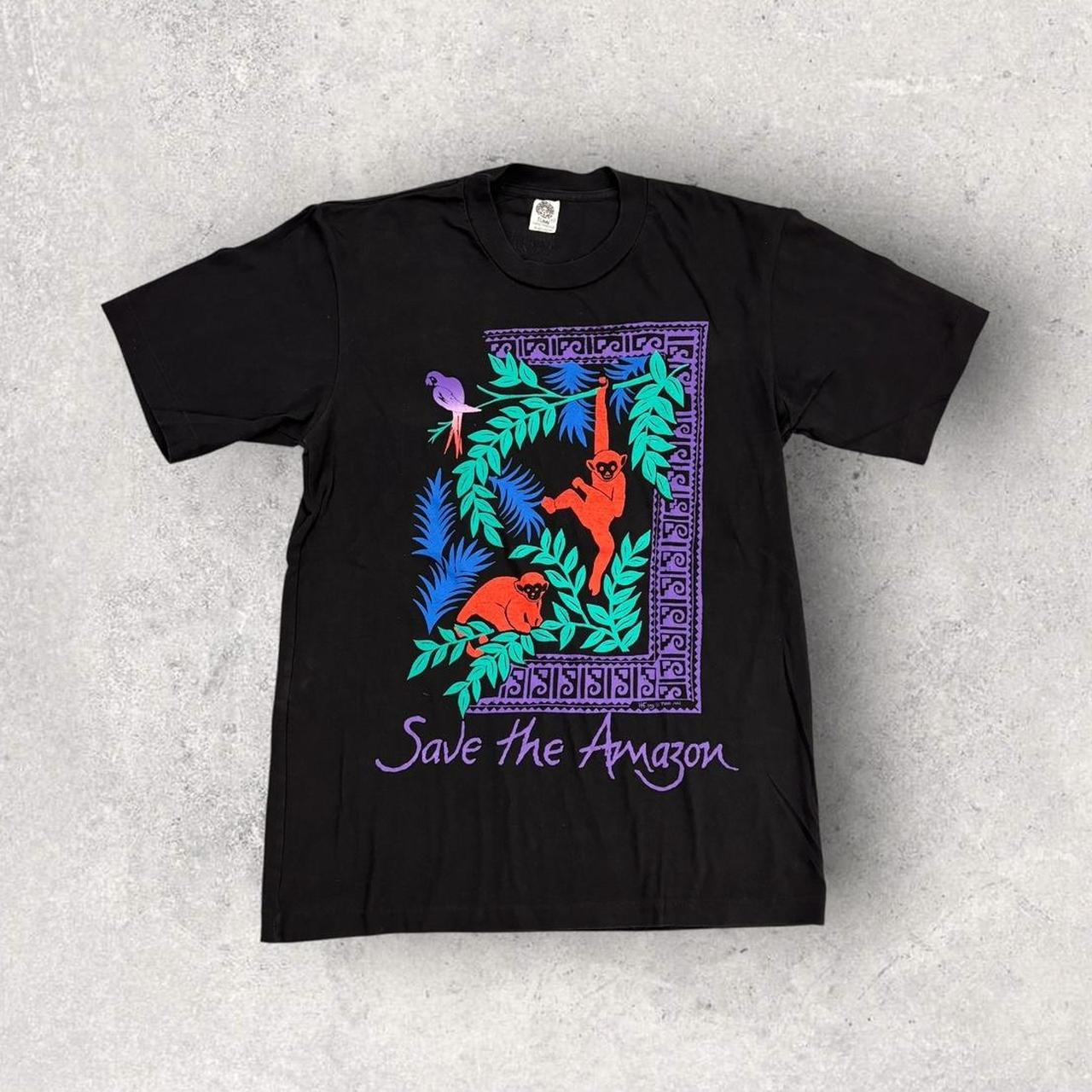 Vintage 90s Save the Amazon rainforest nature wildlife graphic t-shirt
