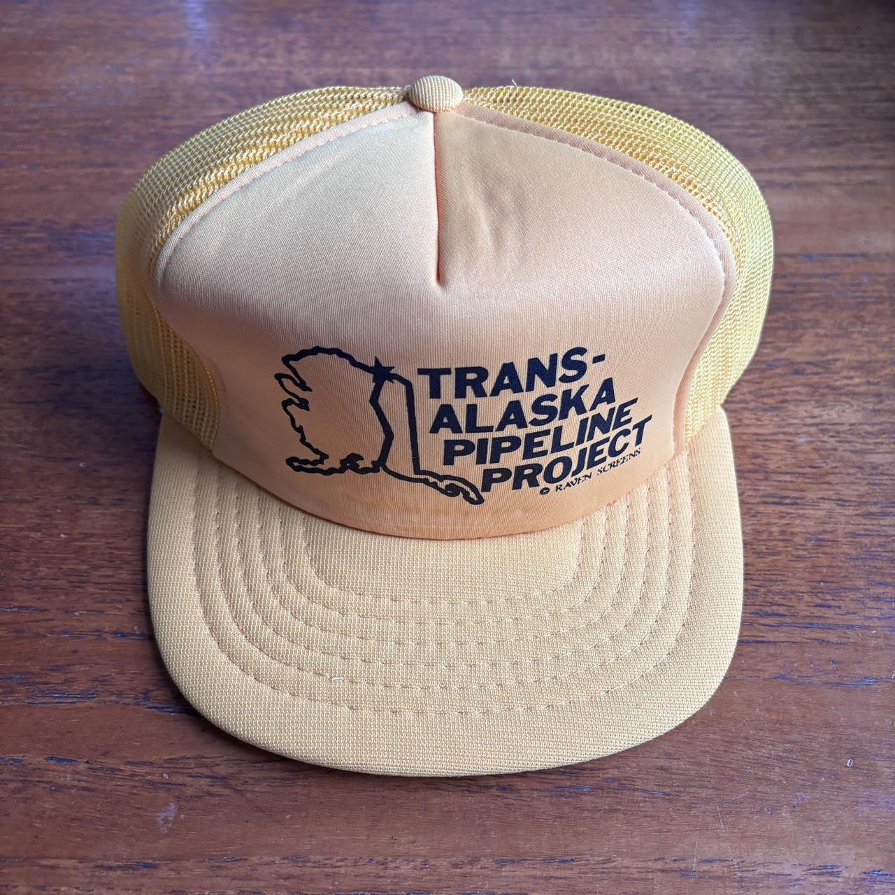 Vintage 90s USA Trans Alaska pipeline project graphic trucker cap