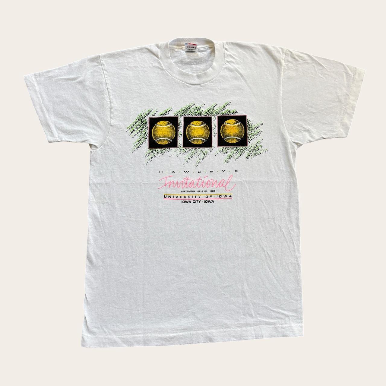 Vintage 80s USA Hawkeye invitational tennis tournament Iowa t-shirt