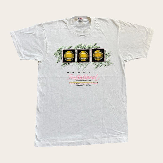 Vintage 80s USA Hawkeye invitational tennis tournament Iowa t-shirt