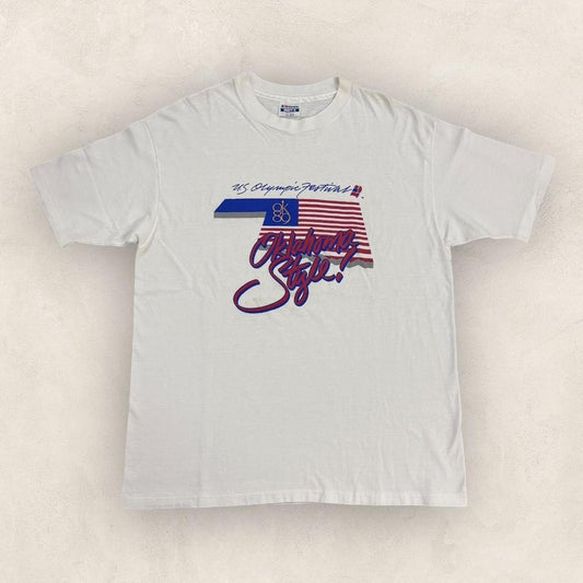 Vintage 80s USA Olympic festival Oklahoma City athletics graphic t-shirt