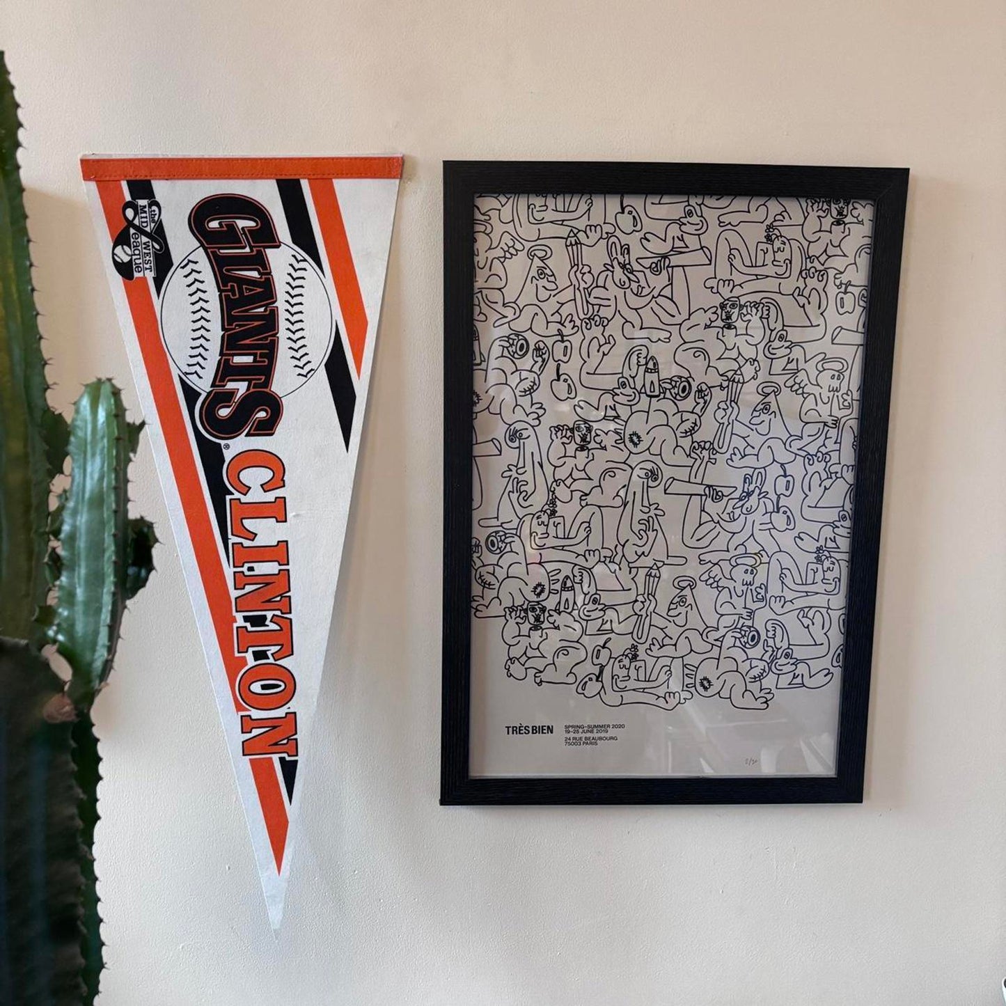 Vintage 90s USA Clinton Giants Iowa minor league baseball pennant