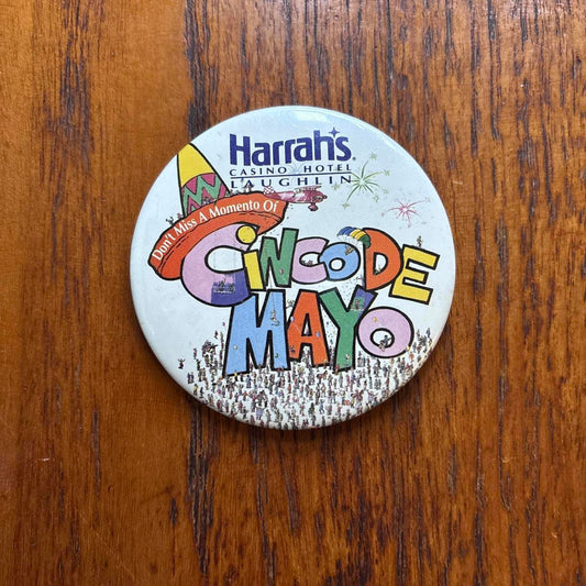 Vintage 90s USA Harrah’s Casino Hotel Laughlin Nevada Cinco de Mayo pin badge