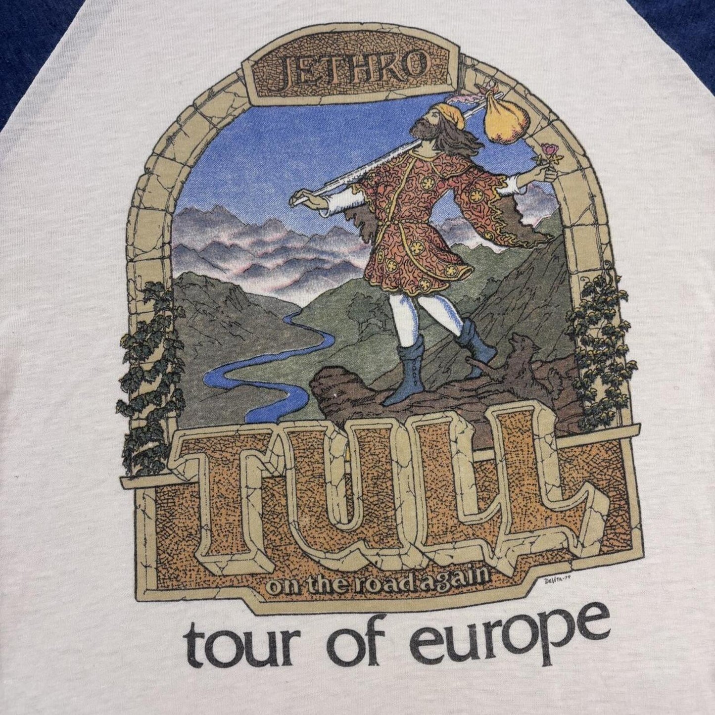 Vintage 70s Jethro Tull on the road again tour of Europe rock music band t-shirt