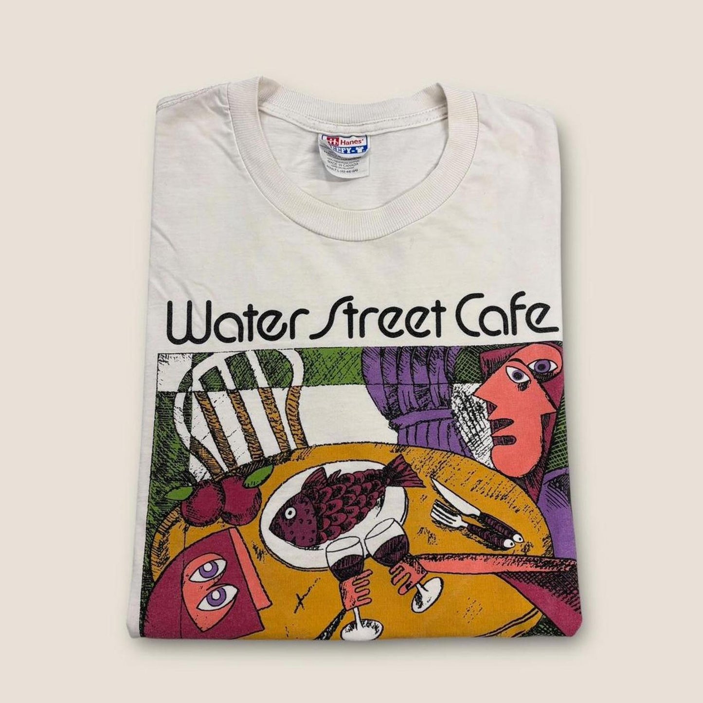 Vintage 90s Water Street Cafe Vancouver Canada artwork tourist souvenir t-shirt
