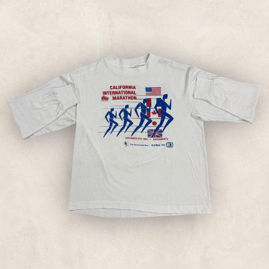 Vintage 80s USA California International Marathon running long sleeve t-shirt