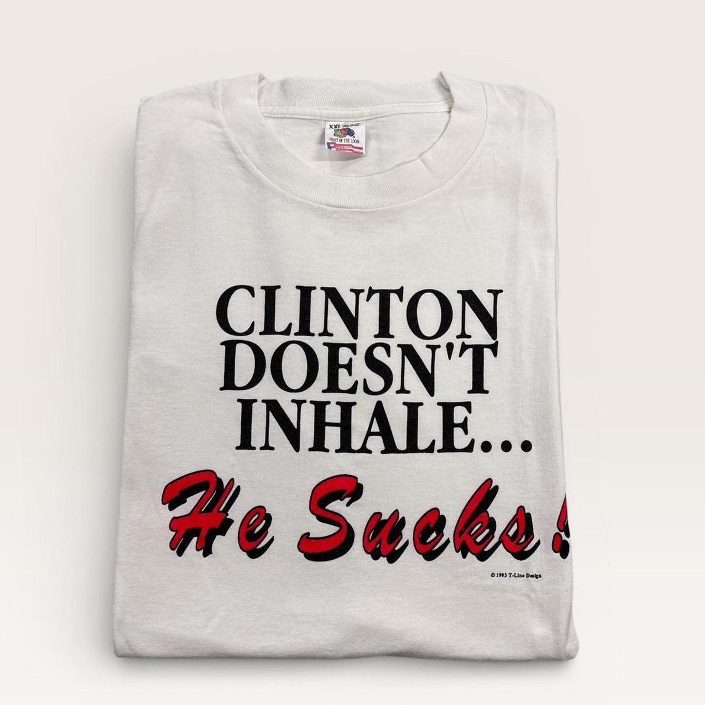 Vintage 90s USA Bill Clinton President novelty humour slogan t-shirt
