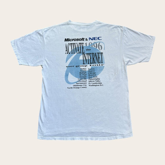 Vintage 90s USA Microsoft activate the internet tour technology computer t-shirt