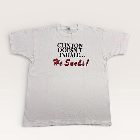 Vintage 90s USA Bill Clinton President novelty humour slogan t-shirt
