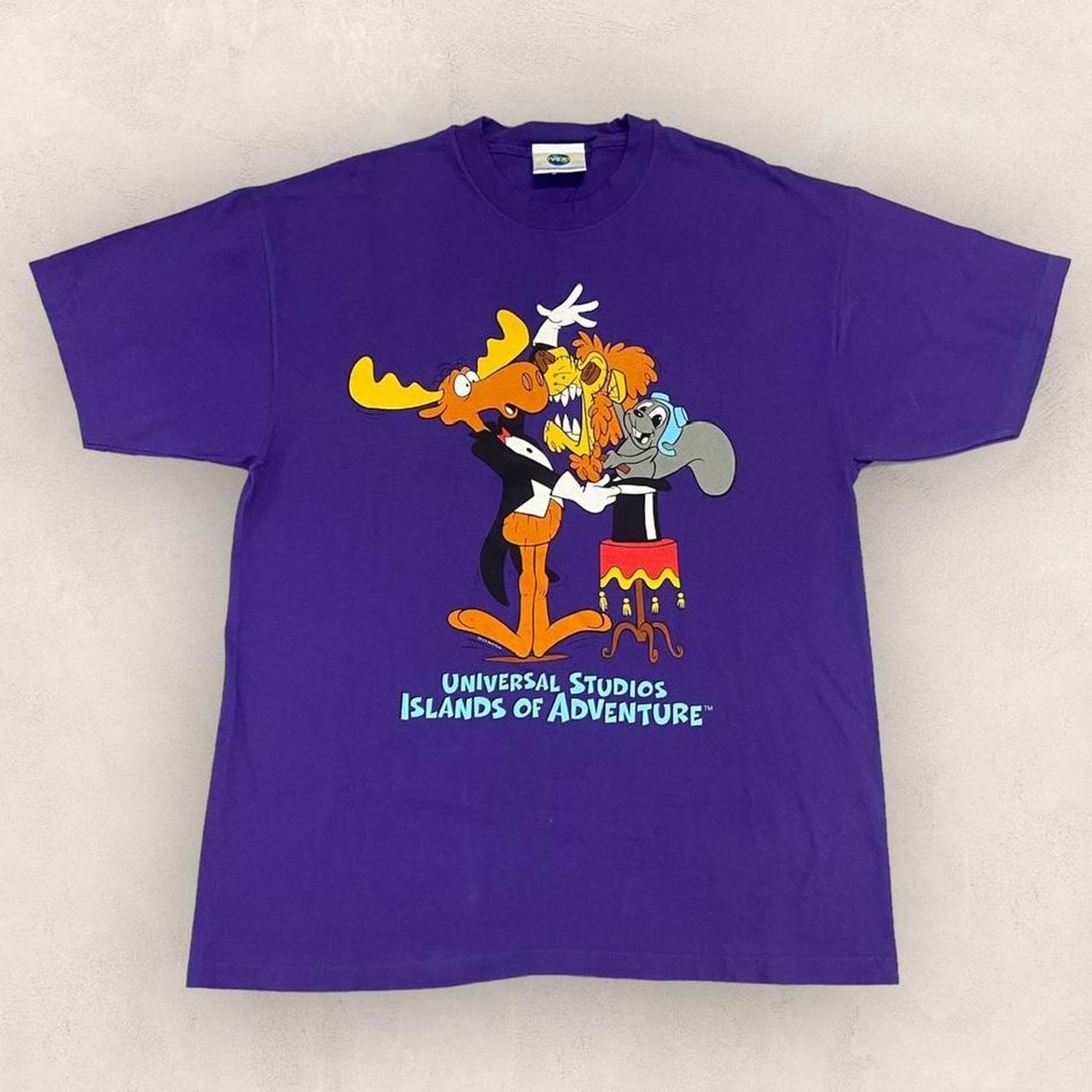 Vintage 90s USA Universal Studios Rocky & Bullwinkle film movie cartoon graphic t-shirt