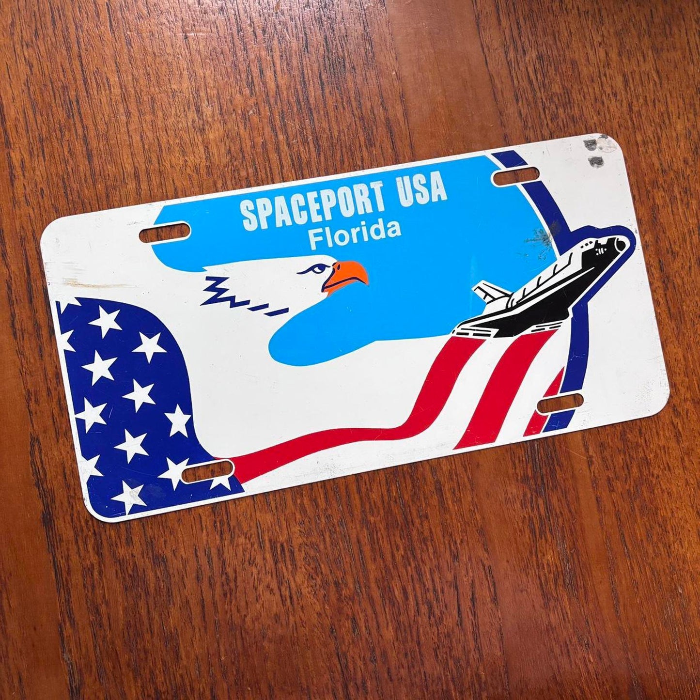 Vintage 90s USA Spaceport Florida NASA  tourist souvenir license plate