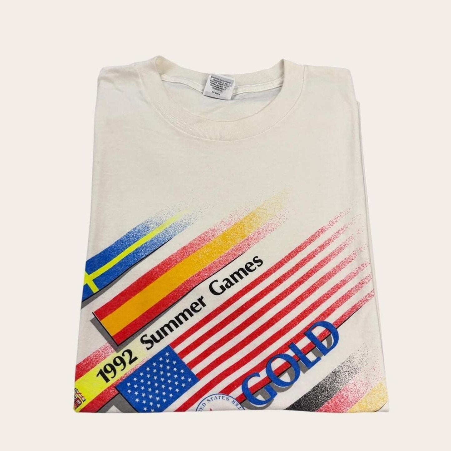 Vintage 90s Olympics summer winter games athletics Barcelona Lillehammer t-shirt