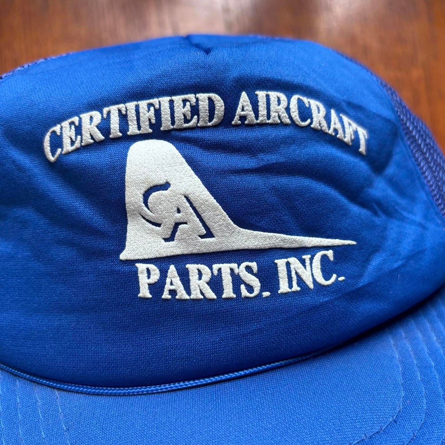 Vintage 90s USA certified aircraft parts aeroplane workwear trucker cap